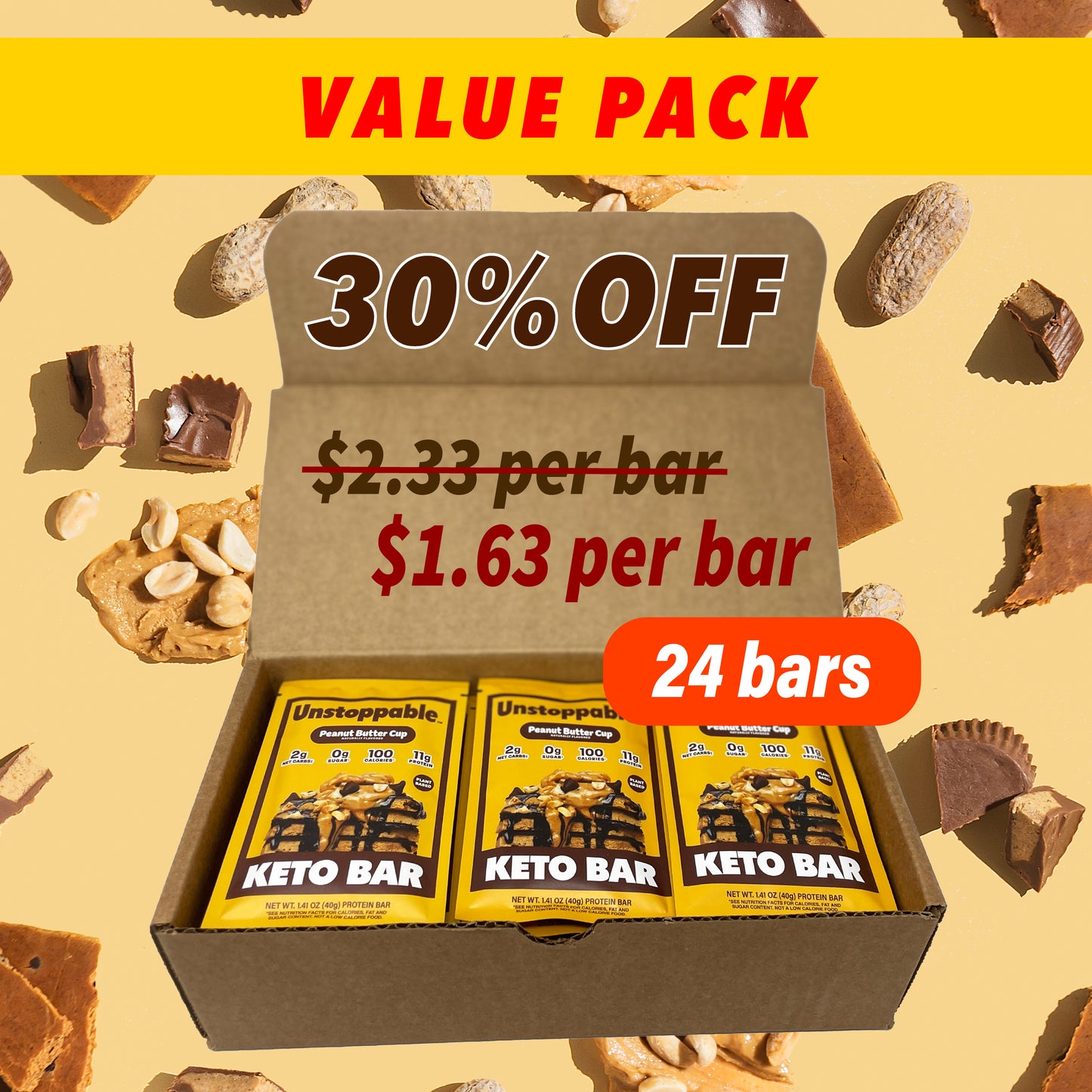 Peanut Butter Cup (12 Bars/24 Bars)